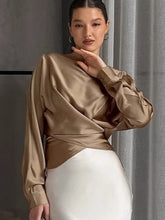 Load image into Gallery viewer, Satin Silky Irregular Ruched Blouse
