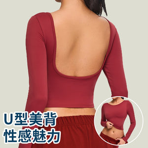 Long Sleeve Backless Yoga T shirt Women Outdoor Quick Dry Gym Running Sports T shirt