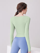 Load image into Gallery viewer, Asymmetric Shoulder Cut-Out Long Sleeve Yoga Top
