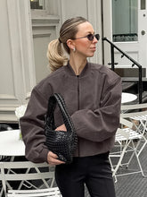 Load image into Gallery viewer, Vintage Grey Suede Knit V Neck Oversized Jacket
