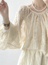Load image into Gallery viewer, Embroidered Lace Blouse + Shorts Two Piece Set
