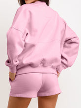 Laden Sie das Bild in den Galerie-Viewer, Zip-up Sweatshirt+Shorts Two Piece Set
