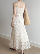 画像をギャラリービューアに読み込む, French Style Spaghetti Embroidered Lace Midi Dress

