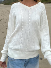 Load image into Gallery viewer, V Neck Cable Pattern Sweater

