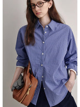 Load image into Gallery viewer, Preppy Blue Plaid Oversized Shirt
