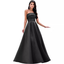 Laden Sie das Bild in den Galerie-Viewer, Satin Strapless Long Flare Coming-of-Age Ceremony Chorus Art Performance Event Dress
