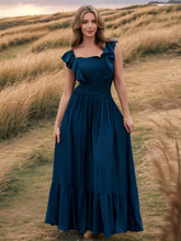 画像をギャラリービューアに読み込む, Off Shoulder Smocking Ruffle Maxi Dress
