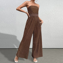 Загрузить изображение в средство просмотра галереи, Strapless Textured Ruching Wide Leg Jumpsuit
