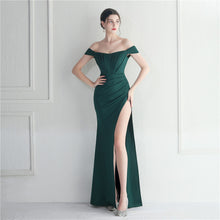 Load image into Gallery viewer, Off Shoulder High Slit Nightclub Wedding Banquet Evening Dress
