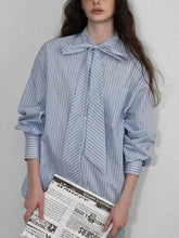 Charger l'image dans la galerie, Sash Collar Stripe Oversized Shirt
