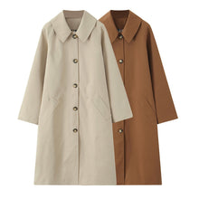 Load image into Gallery viewer, Turn-down Collar Single Breasted Contrast Long Windbreaker
