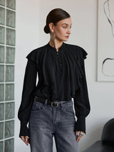Load image into Gallery viewer, Frilled Stand Collar Oversized Blouse
