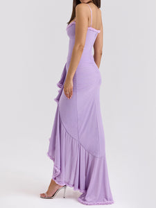 Spaghetti Backless Frilled Tulle Mermaid Dress