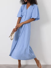 画像をギャラリービューアに読み込む, Relaxed-Fit Linen Cotton Puff Sleeve Midi Dress
