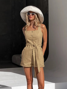 Spaghetti Elastic Waist Jumpsuit