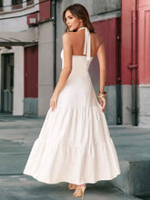 画像をギャラリービューアに読み込む, Halter Neck Spaghetti Backless Tie Bow Tiered Maxi Dress
