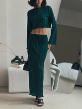 Load image into Gallery viewer, Pleated Flare Sleeve Crop Top + Pencil Skirt Two Piece Set
