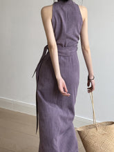 Load image into Gallery viewer, French Style Vintage V Neck Halter Belted Dress
