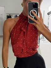 Cargar imagen en el visor de la galería, Acetate Polka Dot Halter Neck Top

