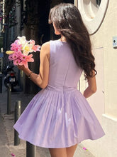 Load image into Gallery viewer, Sleeveless Square Neck Hook Eye Frilled A Line Mini Dress
