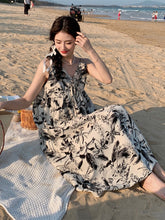 画像をギャラリービューアに読み込む, Wash Painting V Neck Spaghetti Maxi Beach Dress Tea Dress
