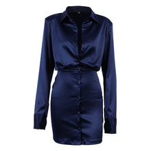 画像をギャラリービューアに読み込む, Long Sleeve Pad Shoulder Straight Shirt Dress
