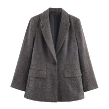Load image into Gallery viewer, Pocketed Single Breast Herringbone Blazer
