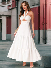 画像をギャラリービューアに読み込む, Halter Neck Spaghetti Backless Tie Bow Tiered Maxi Dress
