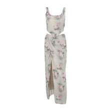 Laden Sie das Bild in den Galerie-Viewer, Chiffon Printed Spaghetti Crop Top+Long Slit Skirt Two Piece Set
