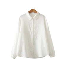 画像をギャラリービューアに読み込む, Solid Linen Cotton Lace Spliced Oversized Shirt
