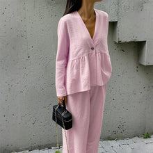 Загрузить изображение в средство просмотра галереи, Long Sleeve T shirt+Straight Wide Leg Trousers Two Piece Set
