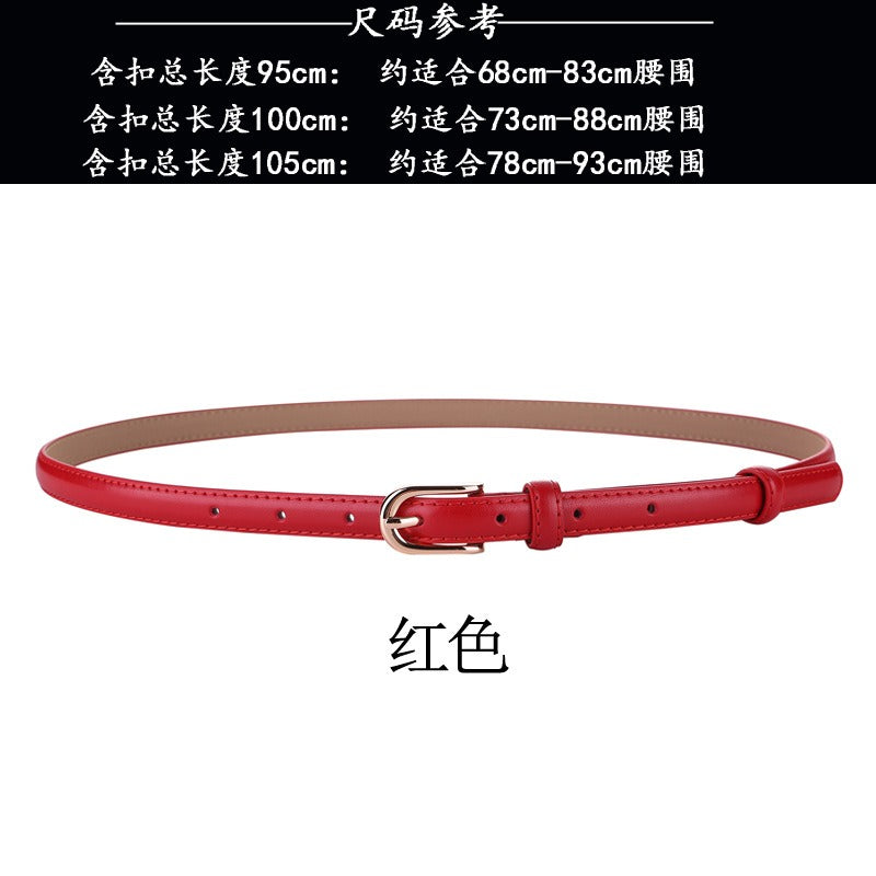 Fashion Black Genuine Leather Thin Dress Blazer Waist Decorative Belt