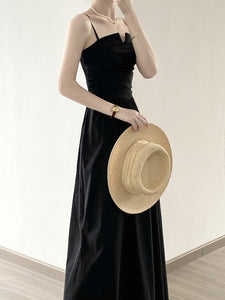 Ruched Spaghetti Smocked A Line Maxi Dress