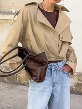 Load image into Gallery viewer, Khaki Double Breasted Tailored Collar Jacket
