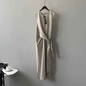 Belted Sleeveless A Line Tea Dress