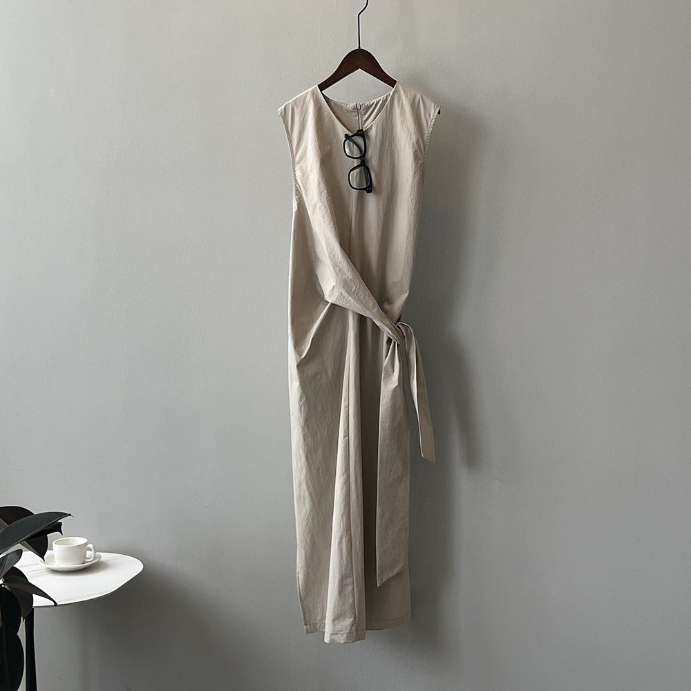 Belted Sleeveless A Line Tea Dress