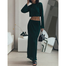 Load image into Gallery viewer, Pleated Flare Sleeve Crop Top + Pencil Skirt Two Piece Set
