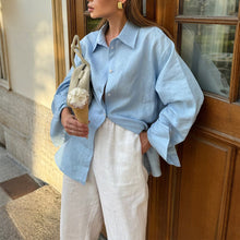 Load image into Gallery viewer, Woman Solid Cotton Oversized Shirt
