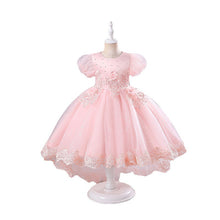 Load image into Gallery viewer, Short Sleeve Girl&#39;s Flower Dress One Year Performance Train Puffy Dress
