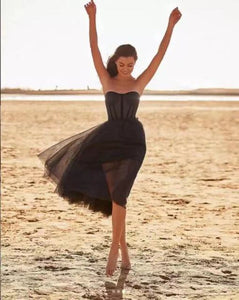 Elegant Strapless Lace Ball Midi Dress