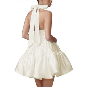 Satin Backless Short A Line Birthday Party Dress