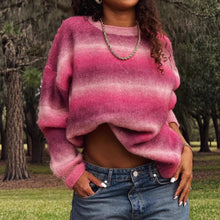 画像をギャラリービューアに読み込む, Spliced Stripe Pink Sweater
