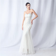 Load image into Gallery viewer, Positional Embroidery Tulle Sequin Evening Dress
