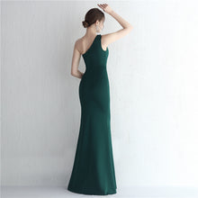 Load image into Gallery viewer, Satin Slim One Shoulder Long Mermaid Evening Dress
