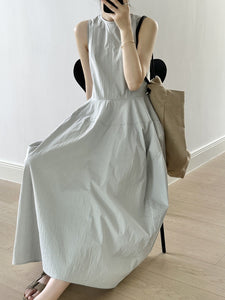 Sleeveless Bud Flared Midi Dress