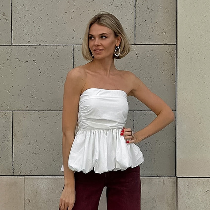 Sculpted Waist Peplum Bustier Top