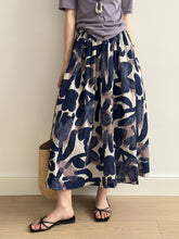 Load image into Gallery viewer, Oil Painting Printing High Waist A Line Flare Skirt

