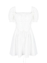 Load image into Gallery viewer, White Puff Short Sleeve Boning Top Dress Two Piece Set
