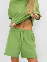 画像をギャラリービューアに読み込む, Green Short Sleeve T shirt Shorts Sporty Two Piece Set
