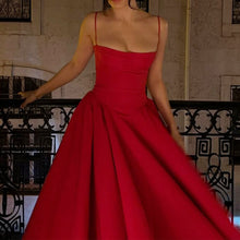 Load image into Gallery viewer, Spaghetti Cupped Slim Flare Midi Dress
